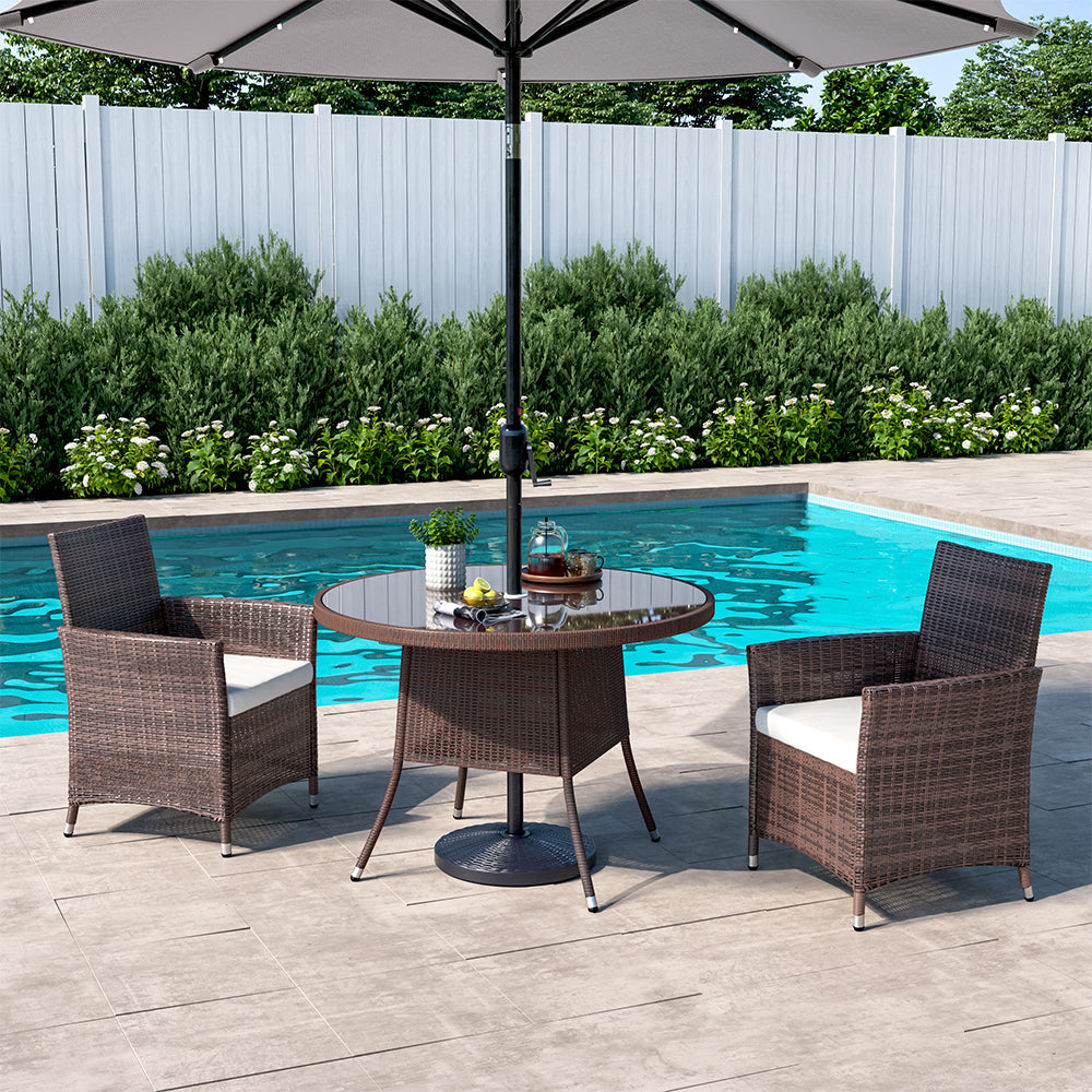 Brown/Black Outdoor Table with Parasol Hole