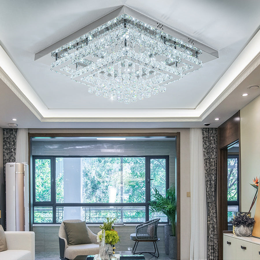Modern Crystal LED Flush Mount Ceiling Light Fixture