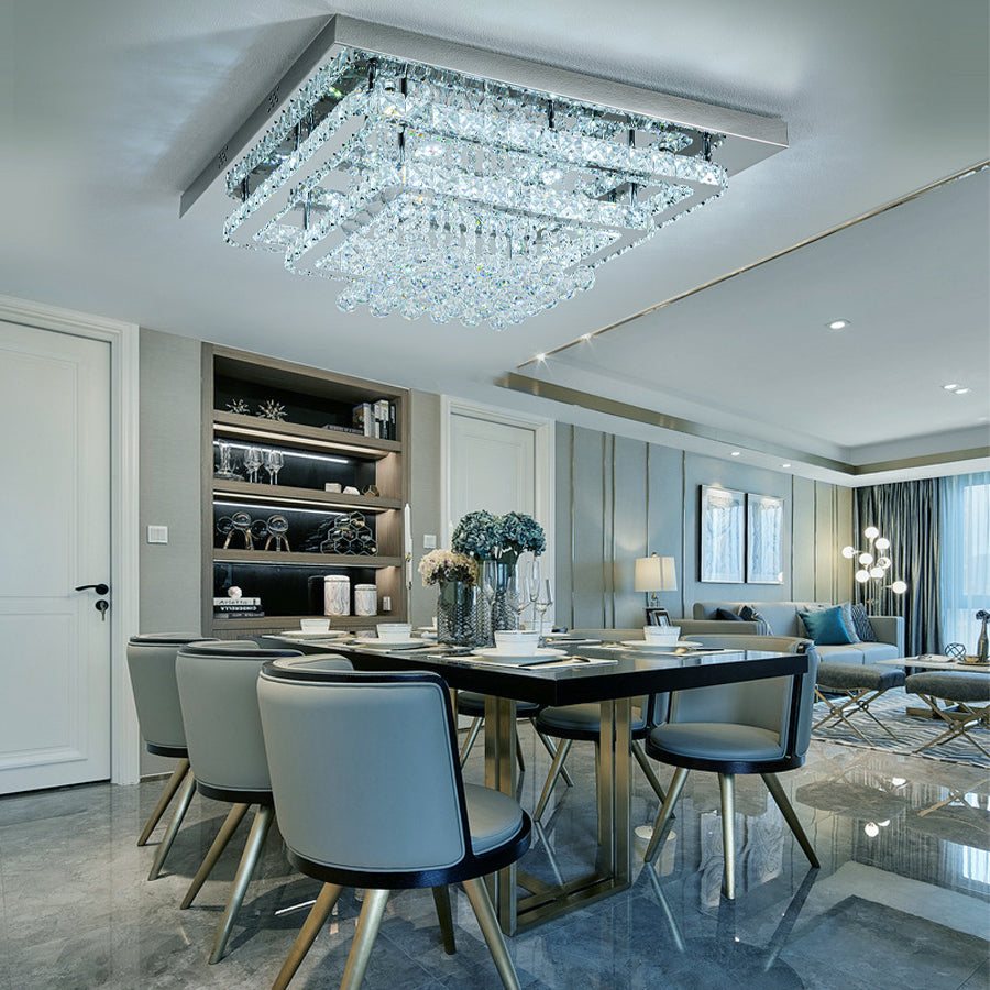 Modern Crystal LED Flush Mount Ceiling Light Fixture