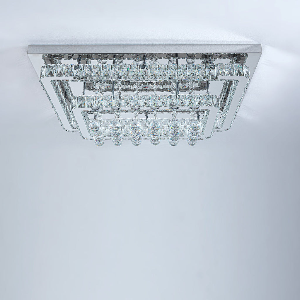 80cm Wide Double-Tier Crystal LED Ceiling Light 100W