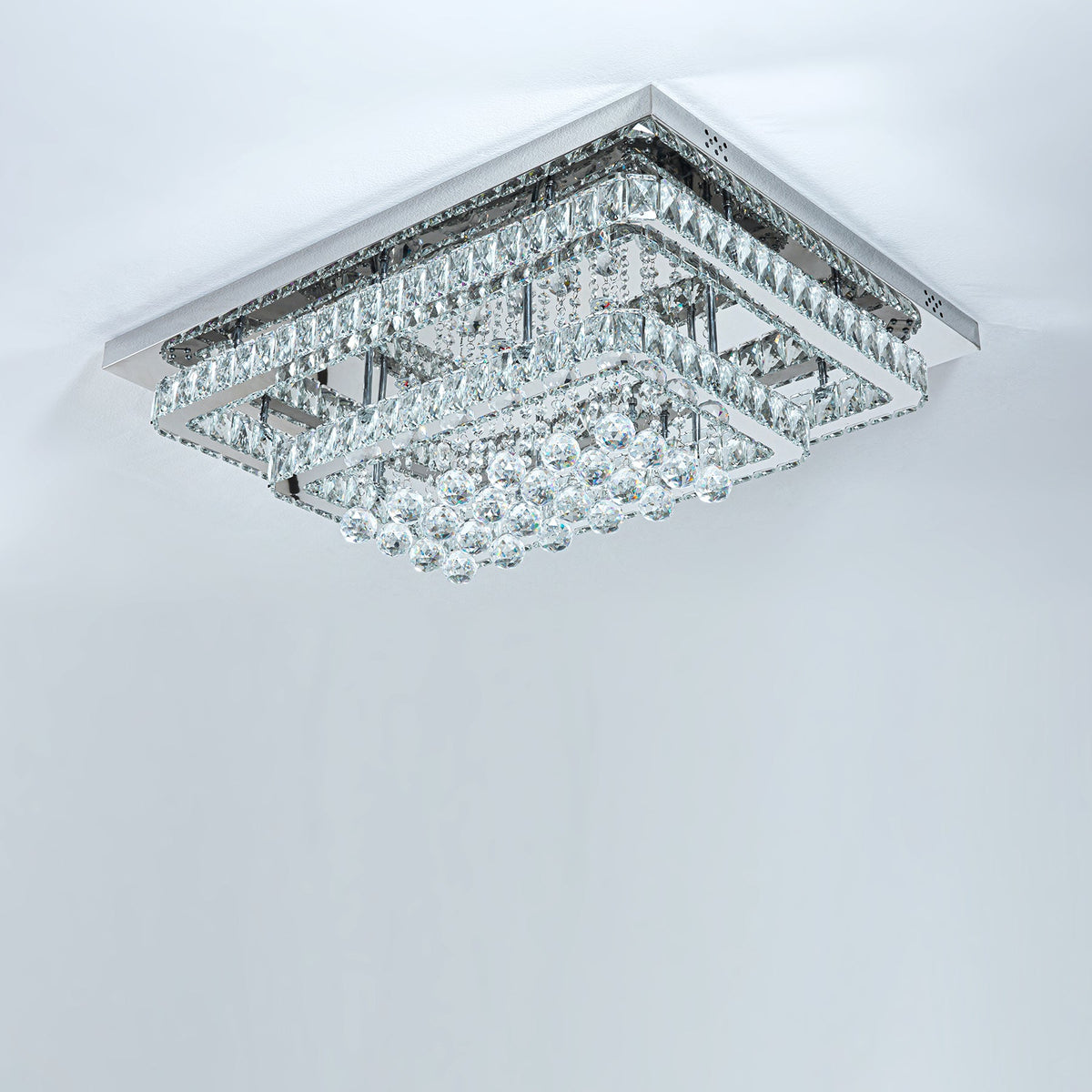 80cm Wide Double-Tier Crystal LED Ceiling Light 100W
