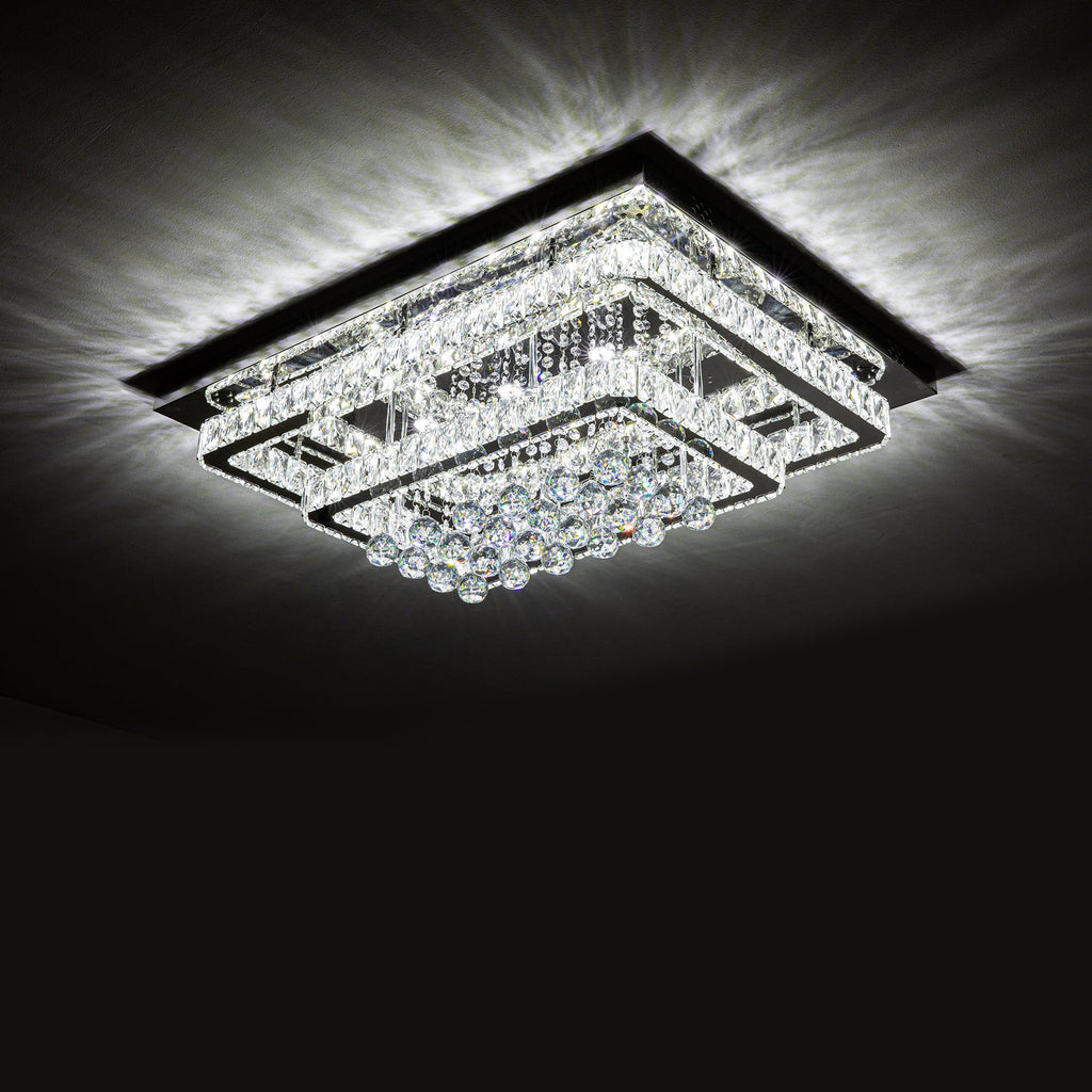 80cm Wide Double-Tier Crystal LED Ceiling Light 100W