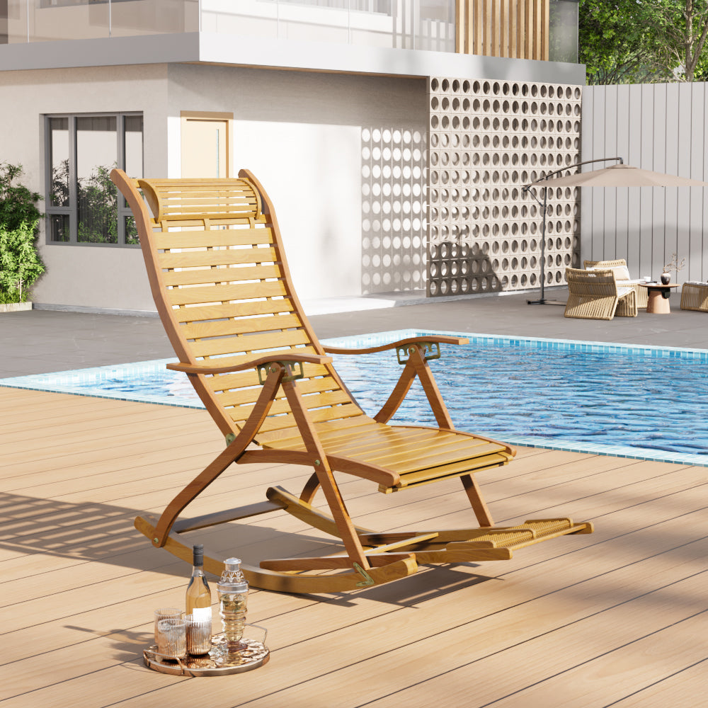Bamboo Rocking Chair Foldable Recliner