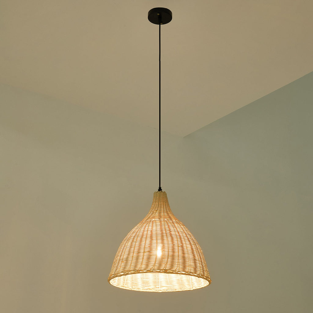 Rattan-Woven Pendant Light