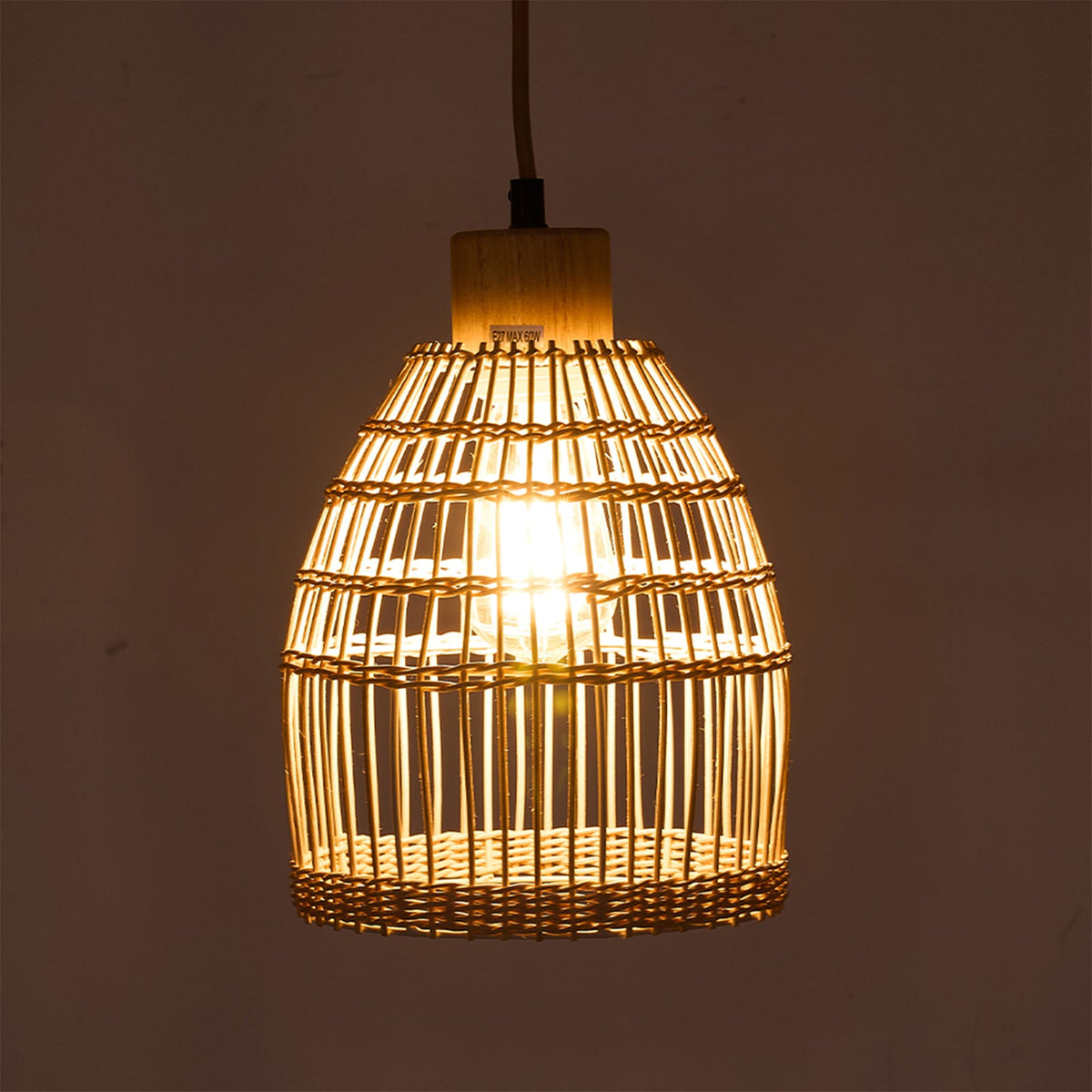 E27 Bamboo-woven Ceiling Pendant Light