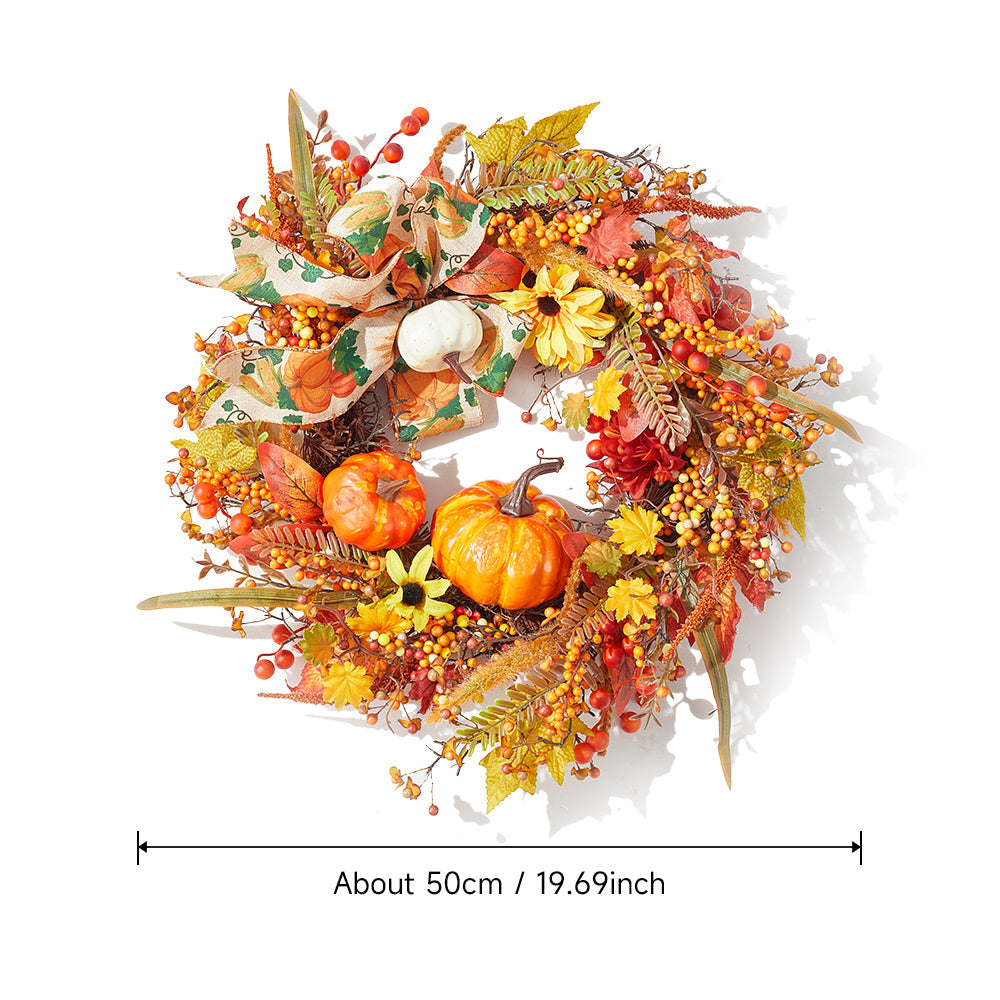 Halloween Artificial Pumpkin Maple Leaves Wreath
