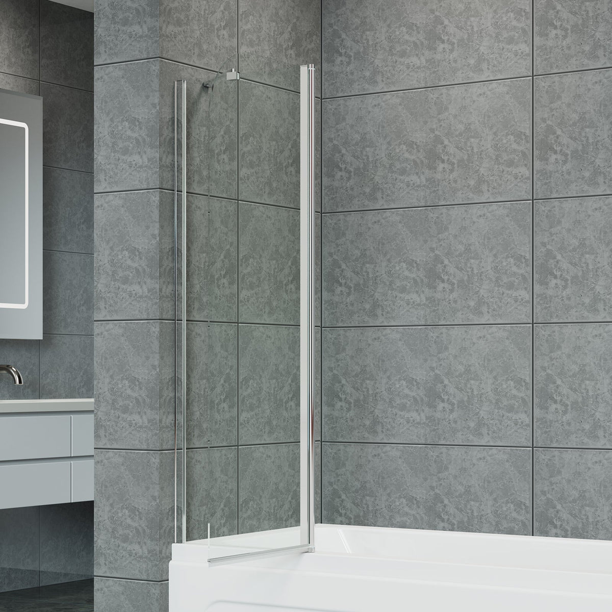 2-Section 180°Pivot Over Bath Shower Screen