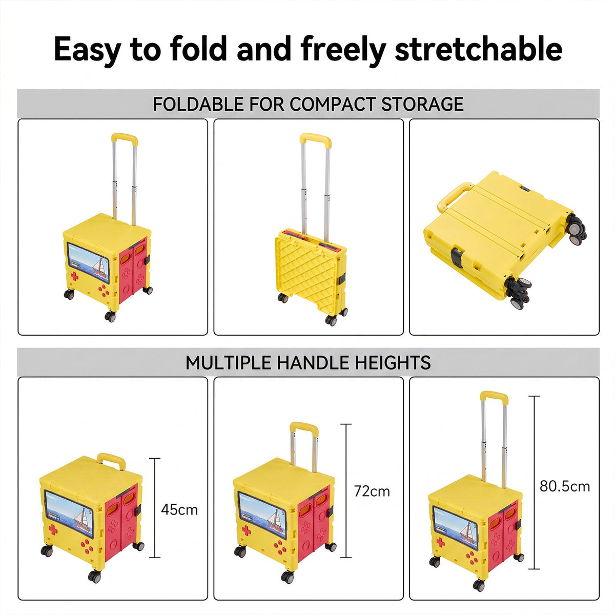Folding 32L Shopping Trolley Cart with Wheels