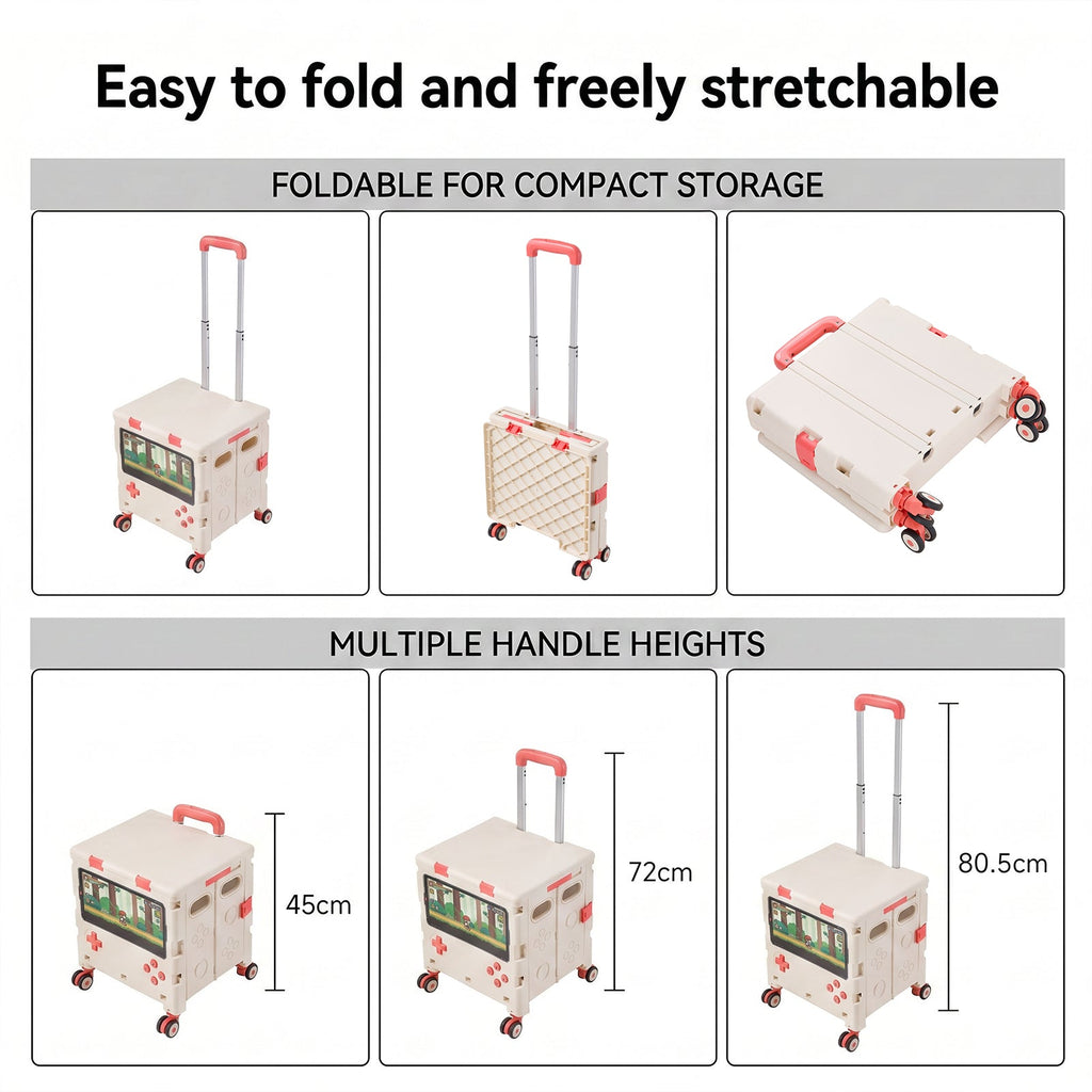 Folding 32L Shopping Trolley Cart with Wheels