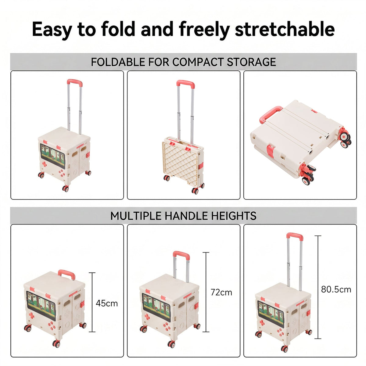 Folding 32L Shopping Trolley Cart with Wheels