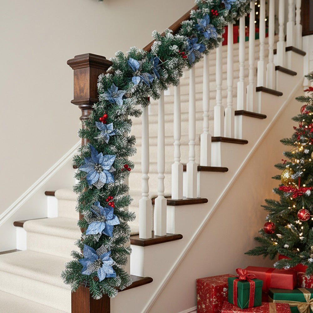 270cm Spruce Artificial Greenery Christmas Garland with 50 LED Warm White Lights