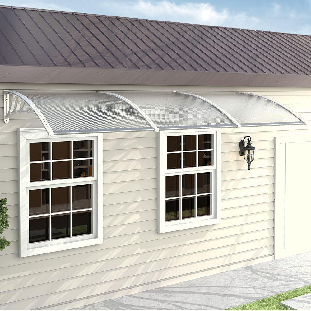 White Outdoor Curved Shielded Rain Shelter