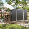8 x 6 ft Metal Garden Storage Shed with Apex Roof & 4 ft Side Lean-to