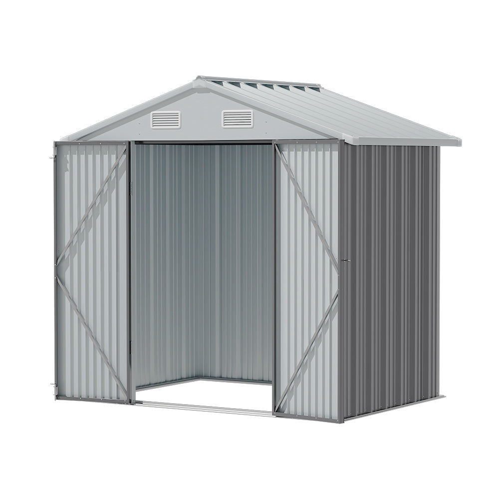 Metal Garden Storage Shed with Apex Roof & Lockable Double Doors