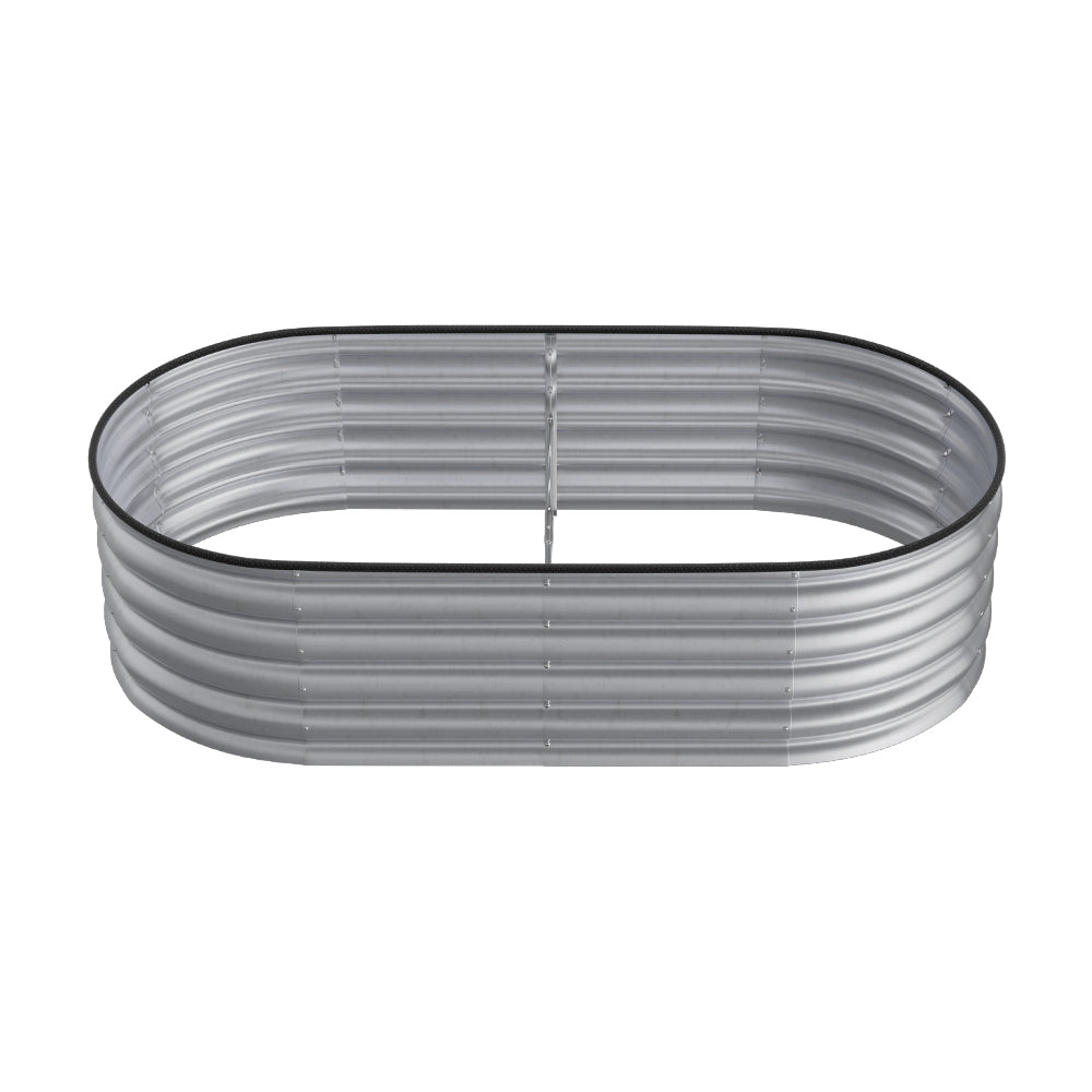 42CM Height Silver Galvanized Steel Oval Raised Garden Bed