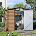 6 x 4 ft Wood Effect Galvanised Steel Garden Storage Shed with Apex Roof