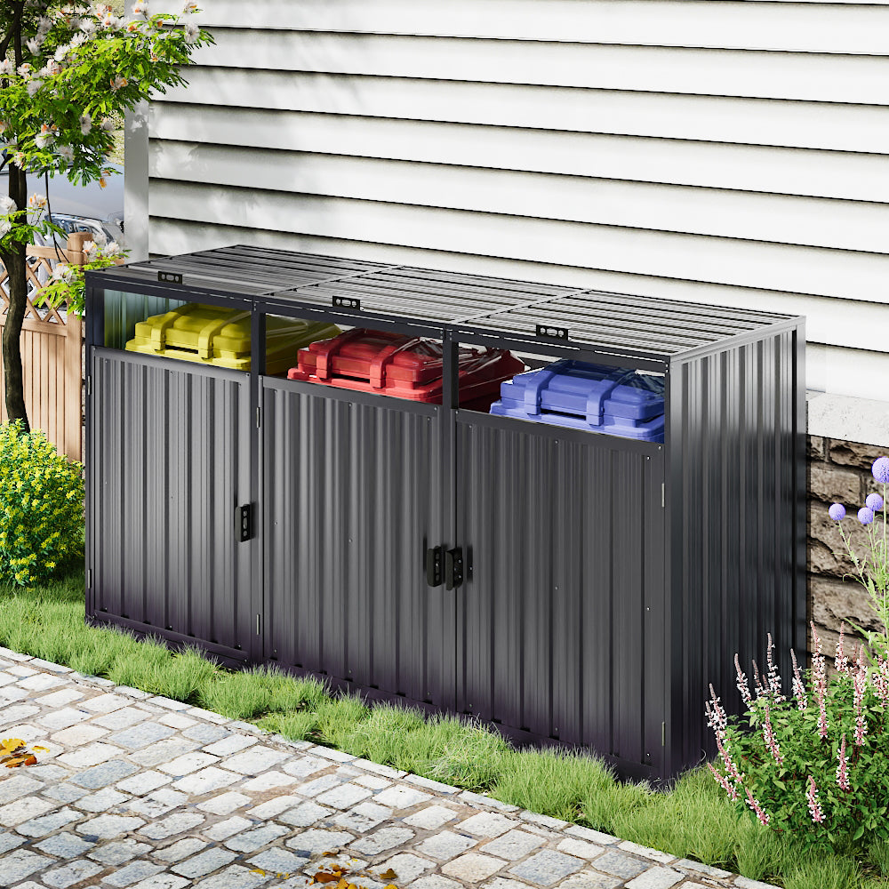 Outdoor Metal Garbage Can Garden Storage Shed