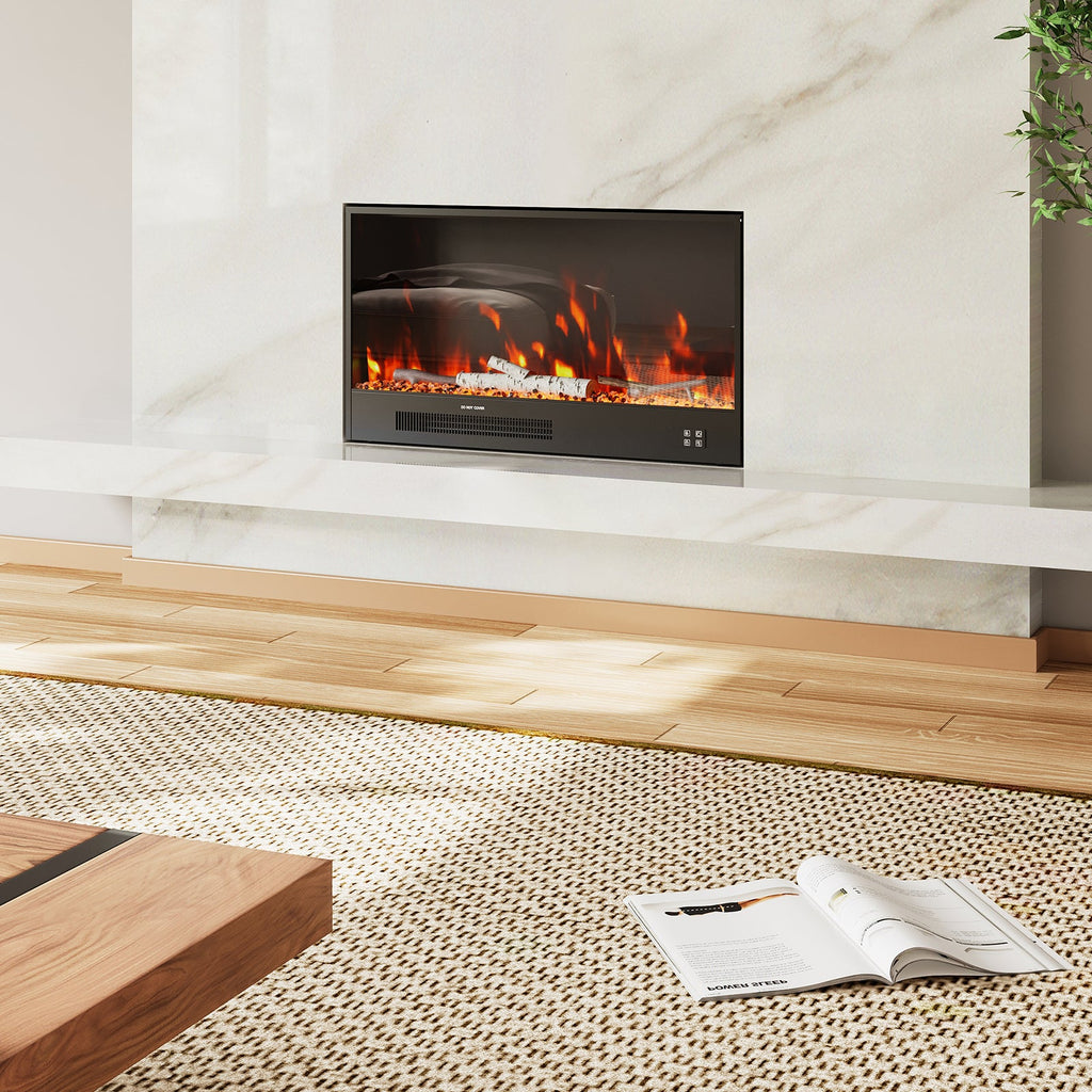 Recessed Electric Fireplace with Remote Control