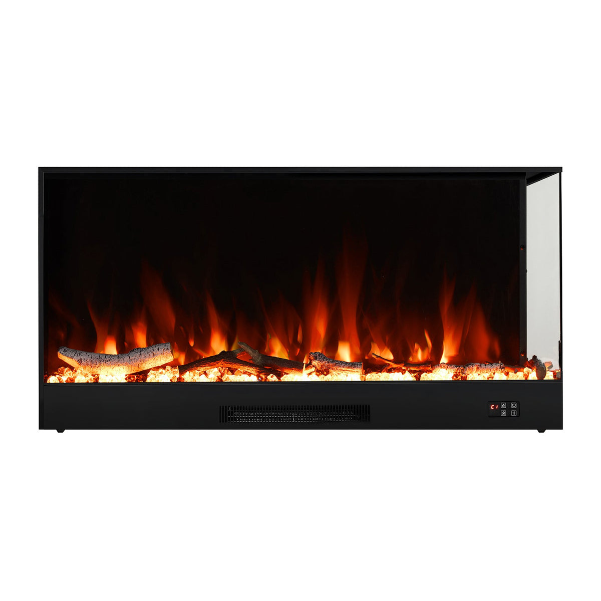 Modern L-Shape Recessed Electric Fireplace with Remote