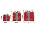Set of 3 Light-Up Square Christmas Gift Boxes Glitter Presents Decoration