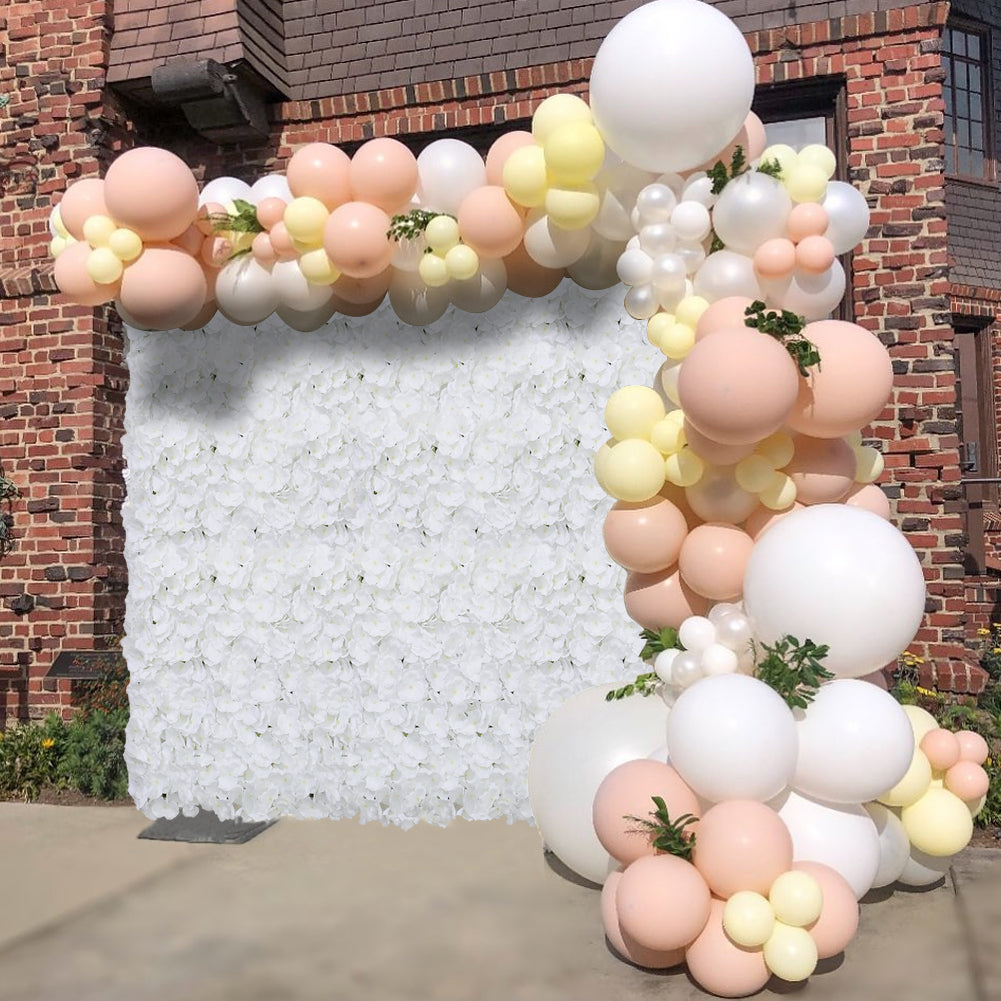 Handcrafted White Silk Hydrangea Flower Panel