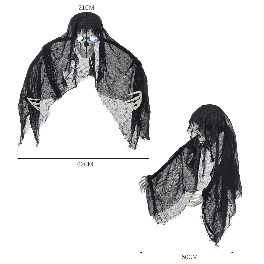 Halloween Hanging Skull Ghost with Light-Up Eyes