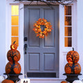 Lighted Maple Leaves Rattan Wreath with Berries Autumn Decor