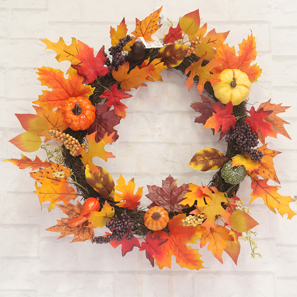 Fall Wreath for Front Door Halloween Thanksgiving Decoration