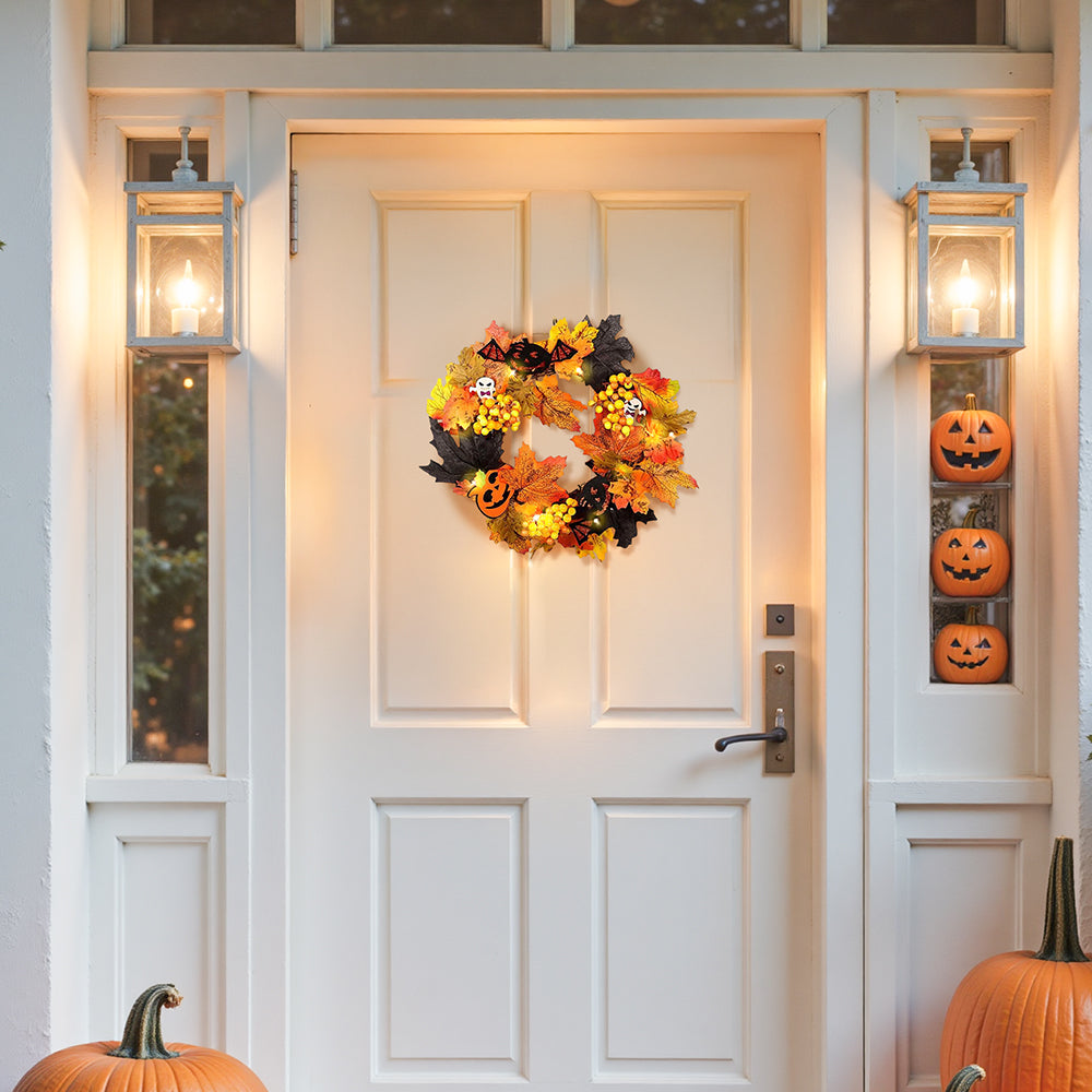 Realistic Halloween Decoration Wreath with LED Lights