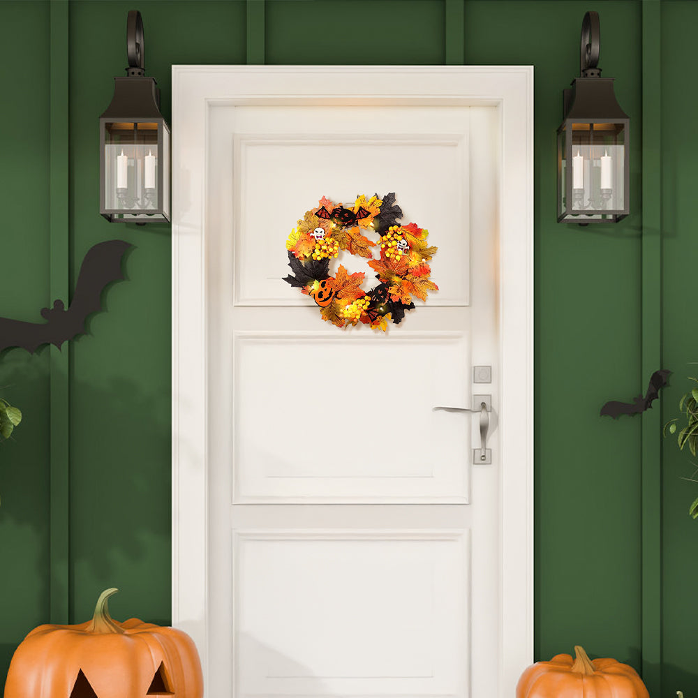 Realistic Halloween Decoration Wreath with LED Lights