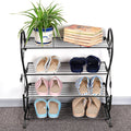 Black Metal 4 Tier S-Shape Shoe Rack