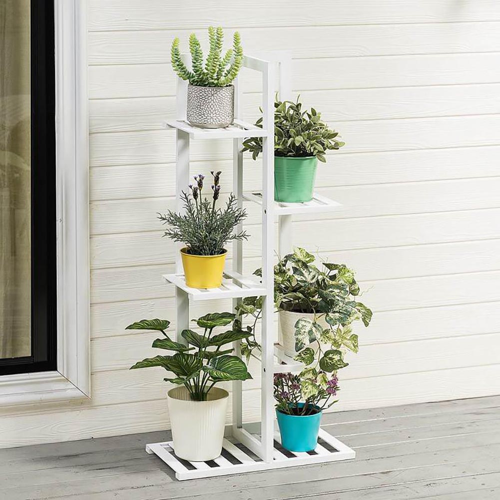 Rustic Wooden Multi-Tiered Potted Plant Stand
