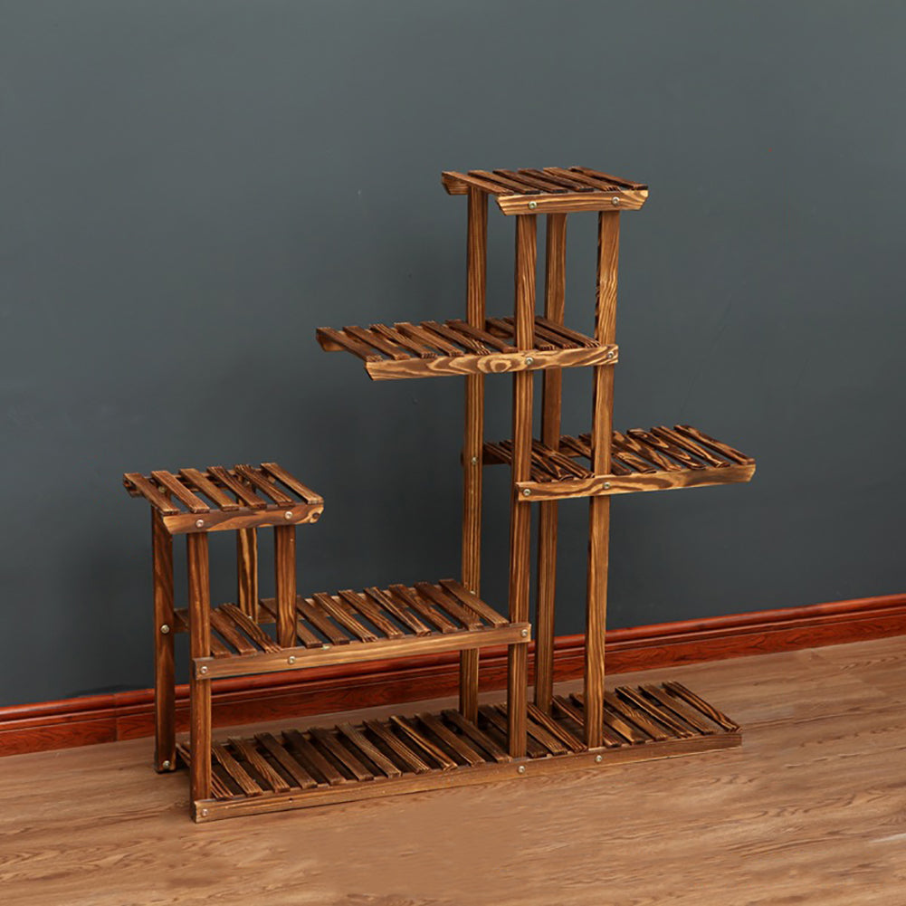 Rustic Large Multi-Tiered Wooden Plant Stand