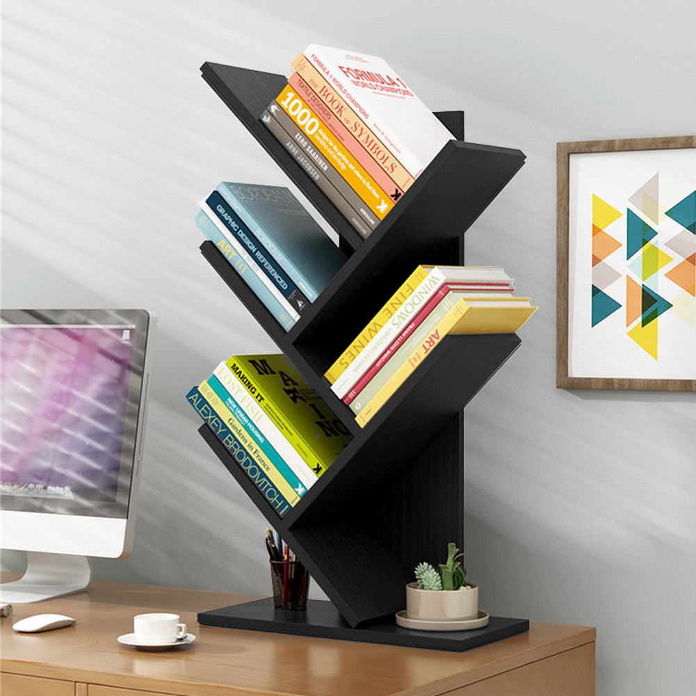 Rustic Standing Tree Bookshelf Wood Display Rack
