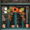 Artificial Halloween Sunflower Swag Wreath with Pumpkins