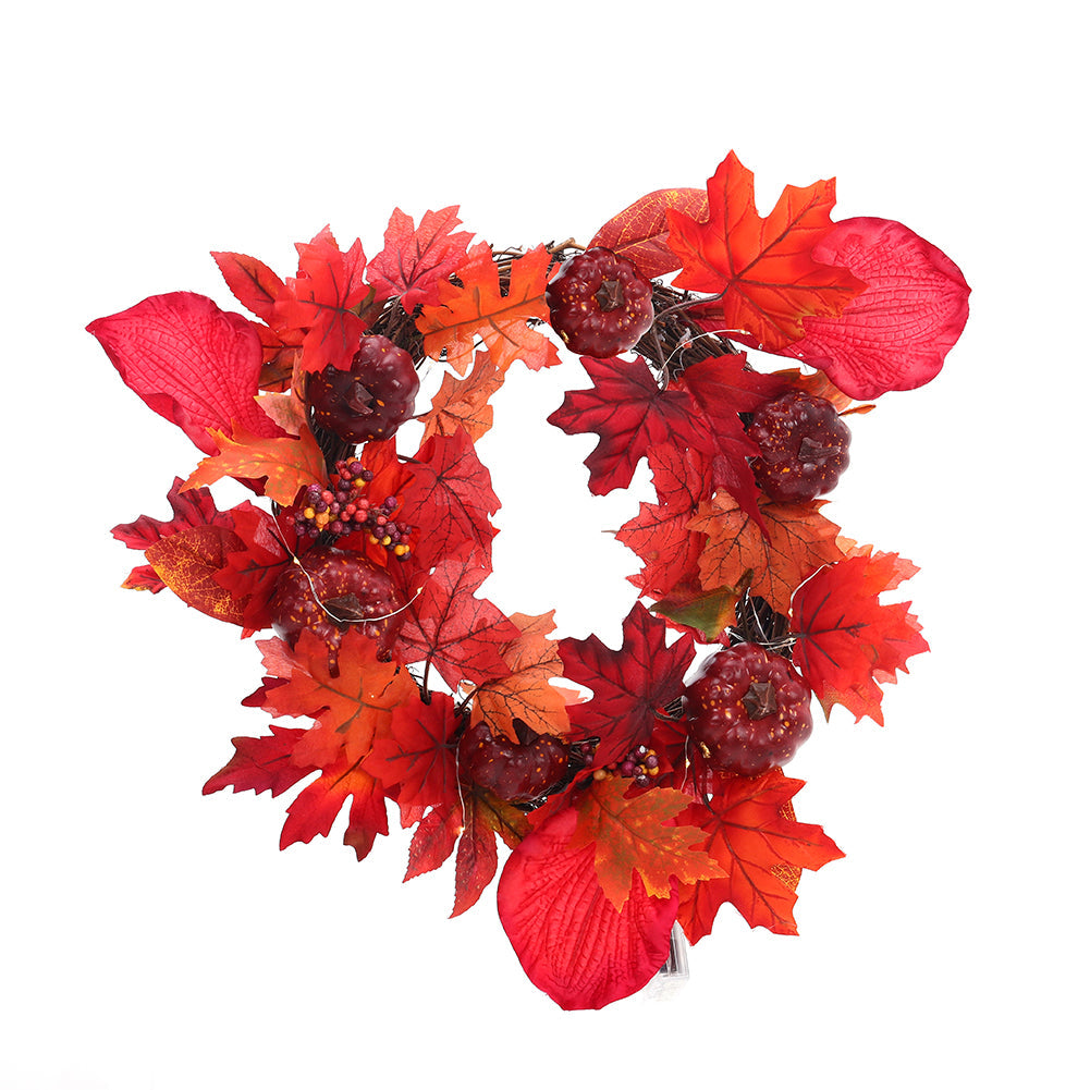 Fall Maple Leaf Pumpkin Wreath Artificial Wreath Front Door Decoration