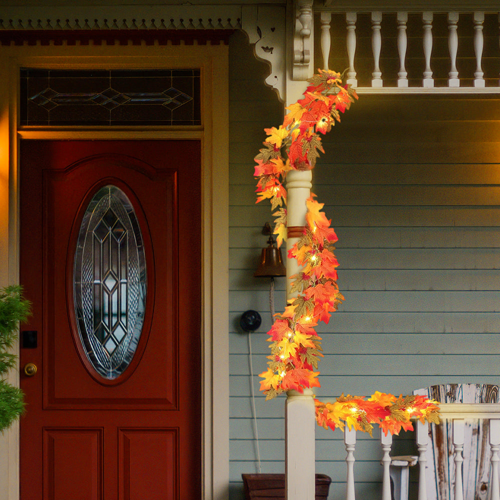 2m Maple Leaf Garland with Lights