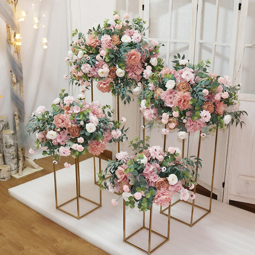 Golden Metal Rectangular Flower Stand Pedestal Rack