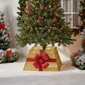 Square Christmas Tree Collar Basket Decor with Bow Tie