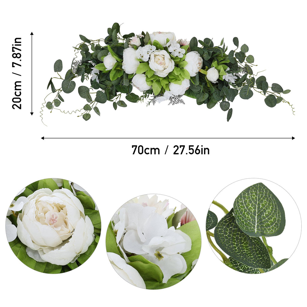 Artificial Floral Swag Peony Flower Wreath for Front Door Wedding Decor