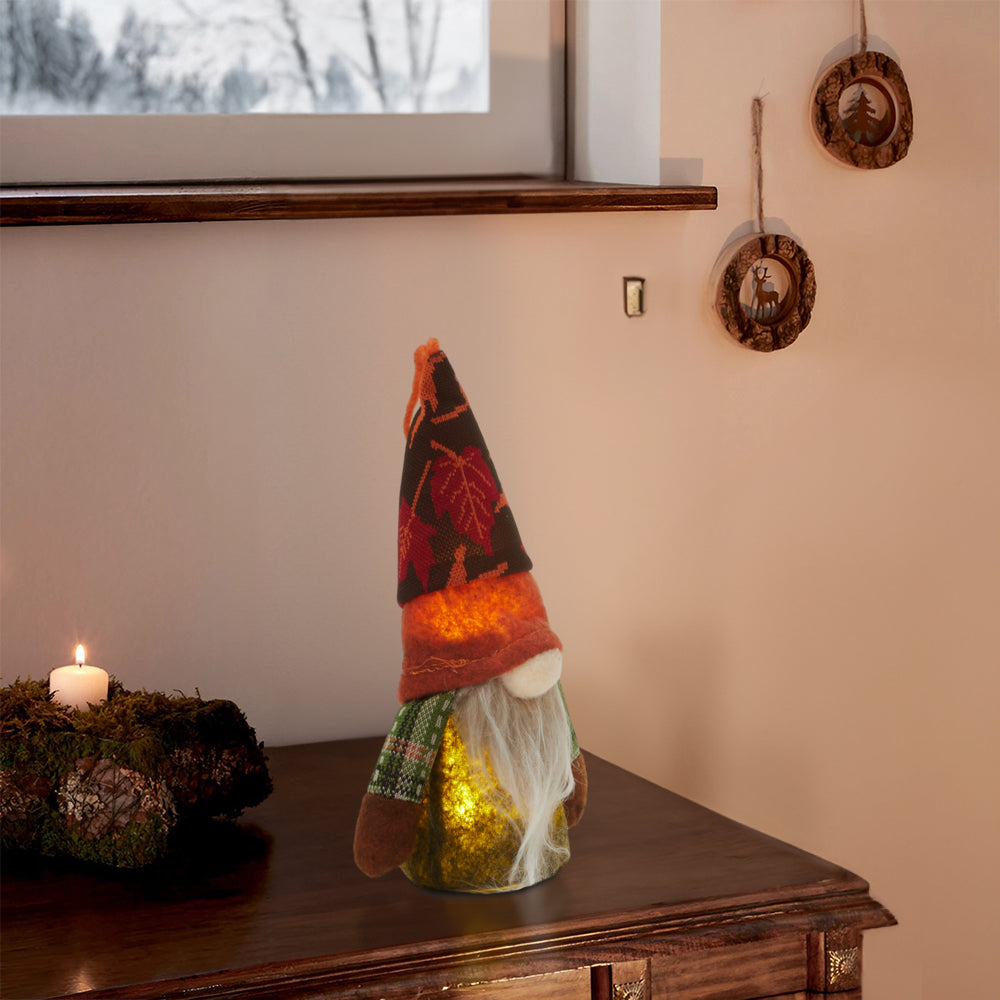 Light Up Harvest Gnome Plushie for Autumn Thanksgiving Decor