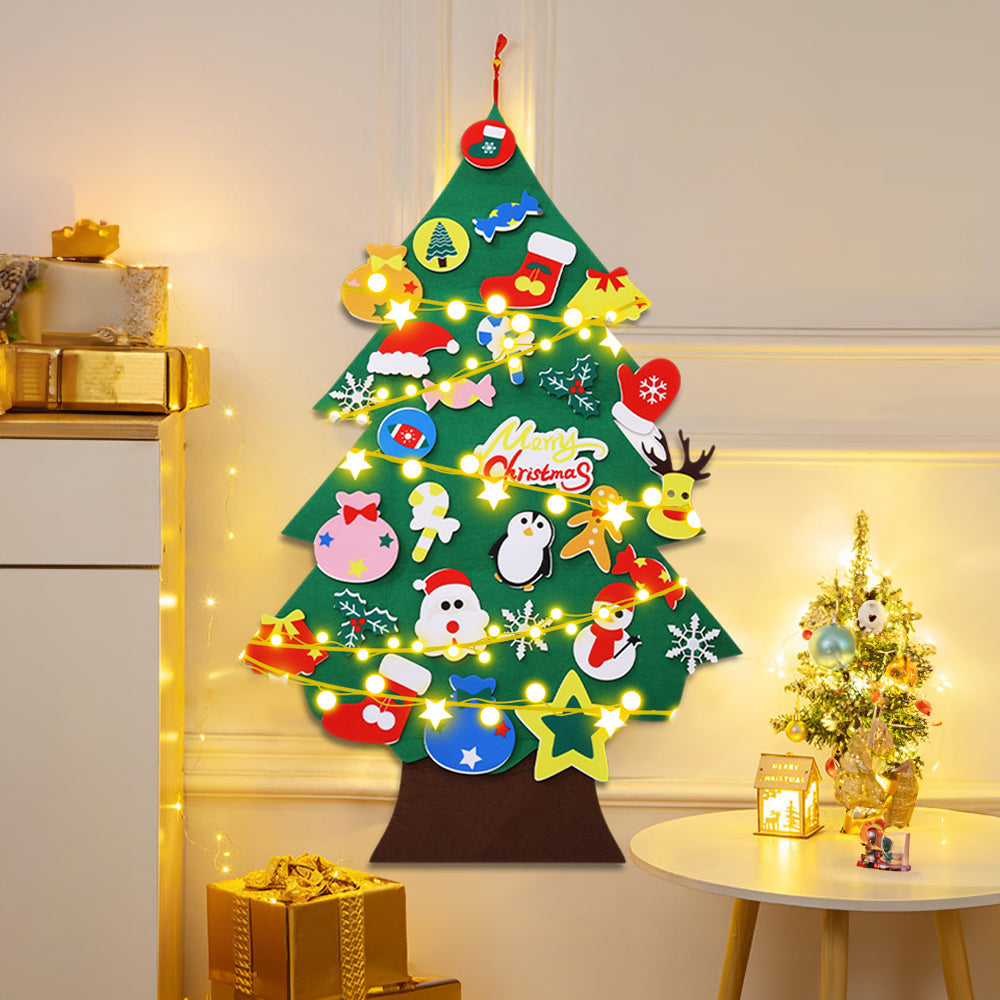 DIY Felt Christmas Tree with Detachable Ornaments Hanging Decor for Kids