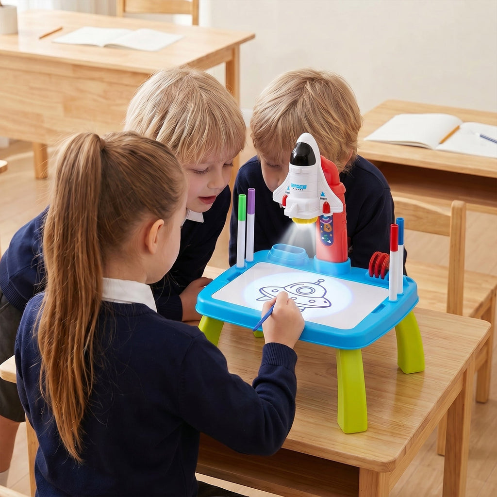 32 Patterns Rocket-Themed Drawing Projector Table Set for Kids