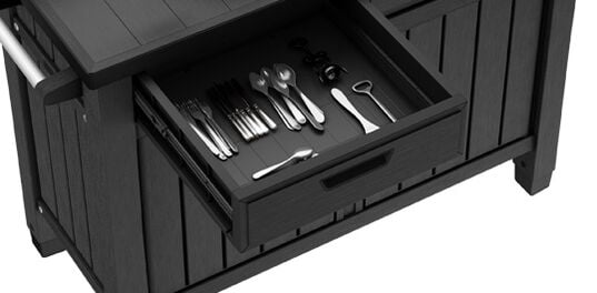 Unity Outdoor Kitchen BBQ Table and Storage Cabinet - Grey