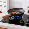 Round Cast Iron Skillet with Removable Wooden Handle