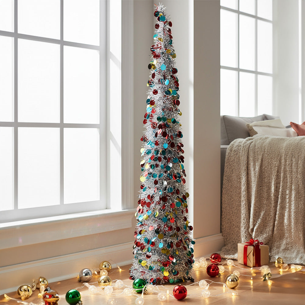 150cm Tinsel Multi Colour Christmas Tree