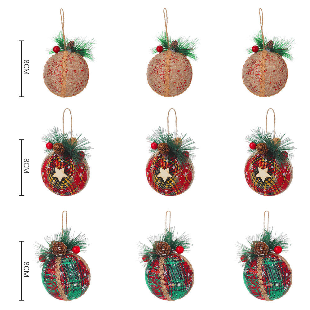 Set of 9 Christmas Ball Ornaments Hanging Decorations