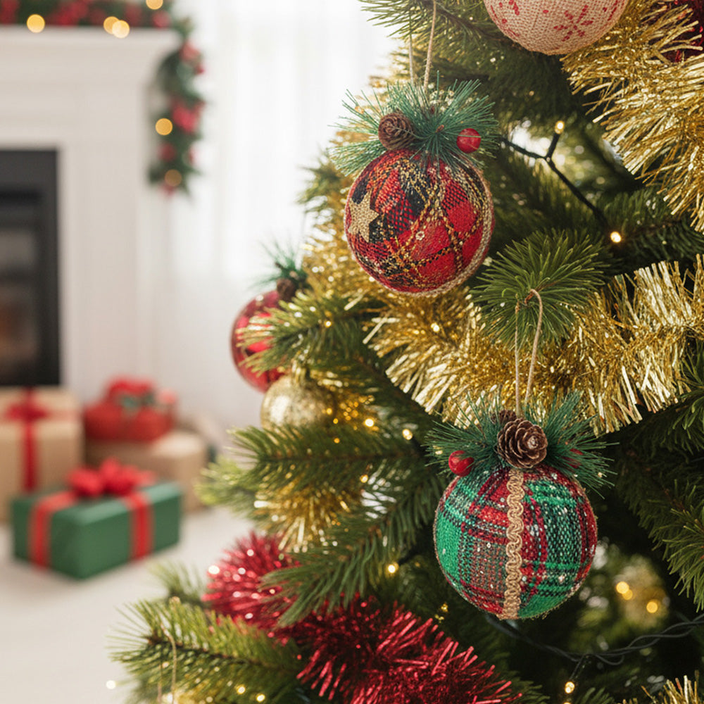 Set of 9 Christmas Ball Ornaments Hanging Decorations