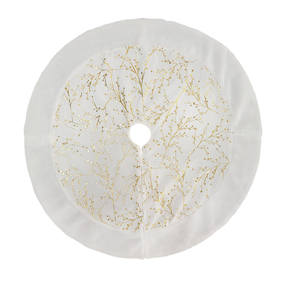 Hot Stamping Golden Twig Plush Christmas Tree Skirt