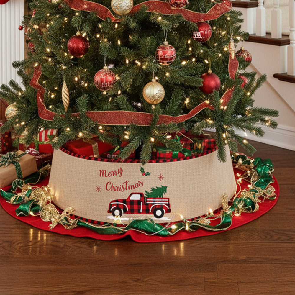 Burlap Merry Christmas Tree Skirt Collar